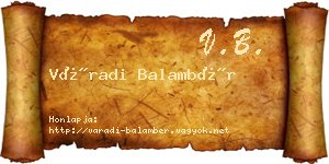 Váradi Balambér névjegykártya